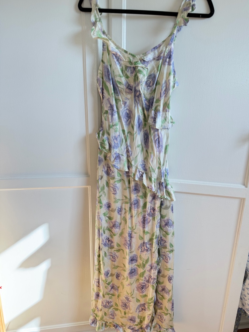 ASTR Sleeveless Floral Maxi Dress in Lavender and Green